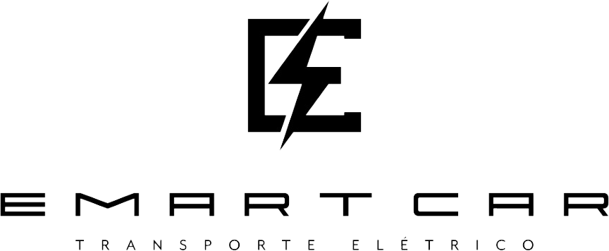 "Logotipo da Emart Car com um 'E' estilizado que possui um raio atravessando-o, simbolizando eletricidade. Abaixo do 'E' estilizado, está escrito 'EMART CAR' em uma fonte moderna e elegante. Embaixo de 'EMART CAR', a frase 'TRANSPORTE ELÉTRICO' está escrita em uma fonte menor e mais simples, indicando que a empresa está relacionada ao transporte elétrico.