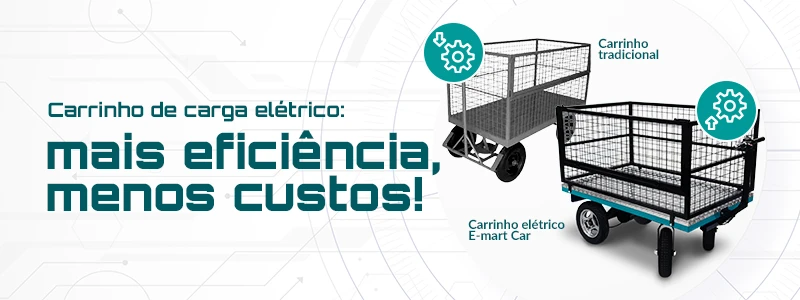 Imagem de carrinho de carga metálico da EmartCar  destacando eficiência e custo.