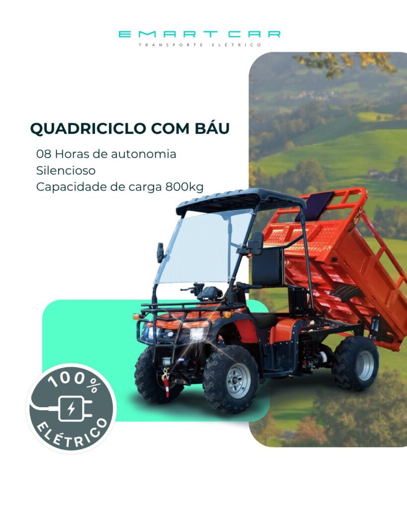 Quadriciclo Elétrico com Baú: Força, Sustentabilidade e Tecnologia para o Trabalho Pesado